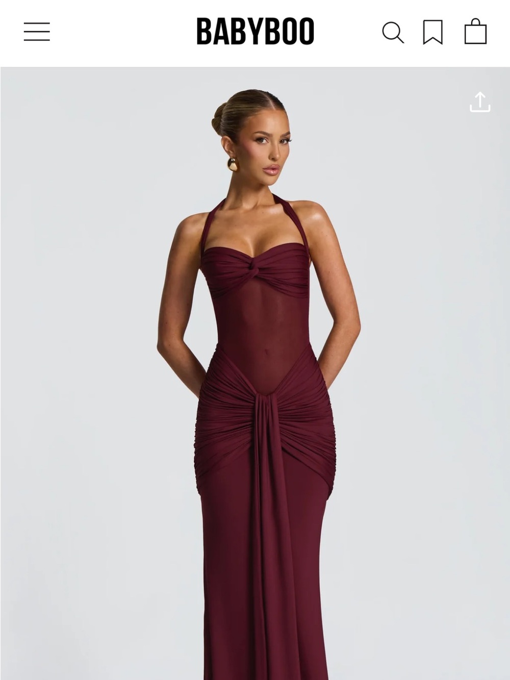Baby Boo Fashion Elegant Burgundy Halter Evening Gown